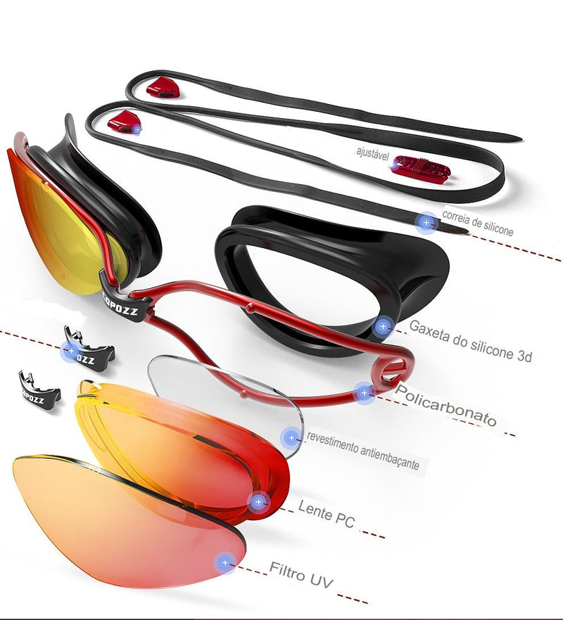Óculos de Natação Profissional Impermeável com Proteção UV, Antiembaçante