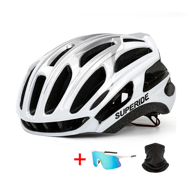 Capacete Ciclismo Superide + Óculos Ciclismo + Protetor de Rosto de Ciclismo (Kit 3 em 1)