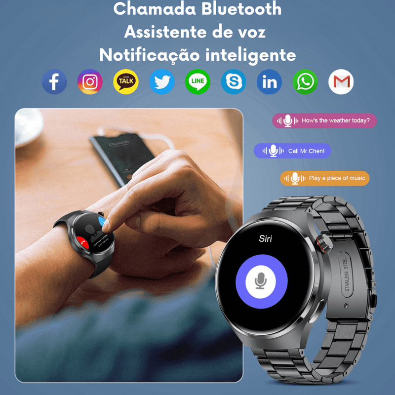 Smartwatch Premium GT4 Pro (Ganhe + 2 Pulseiras Extras)