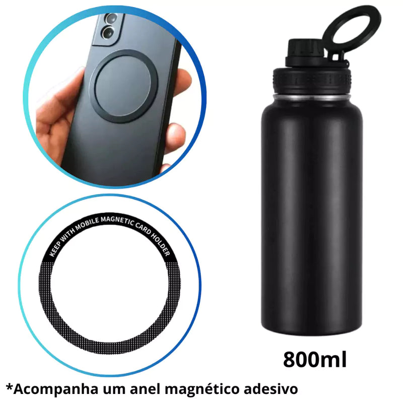 Garrafa Térmica 800ml Com Suporte Magnético Magsafe para Celular - Garraflix