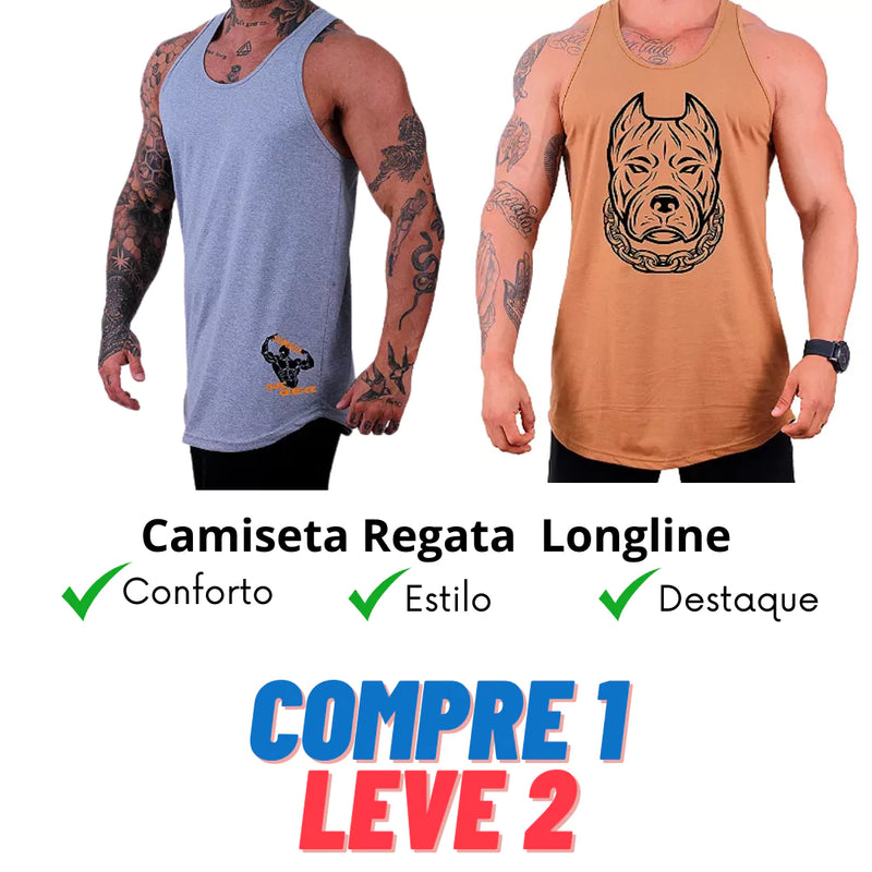 Camiseta Regata Longline Masculina (Compre 1 Leve 2)