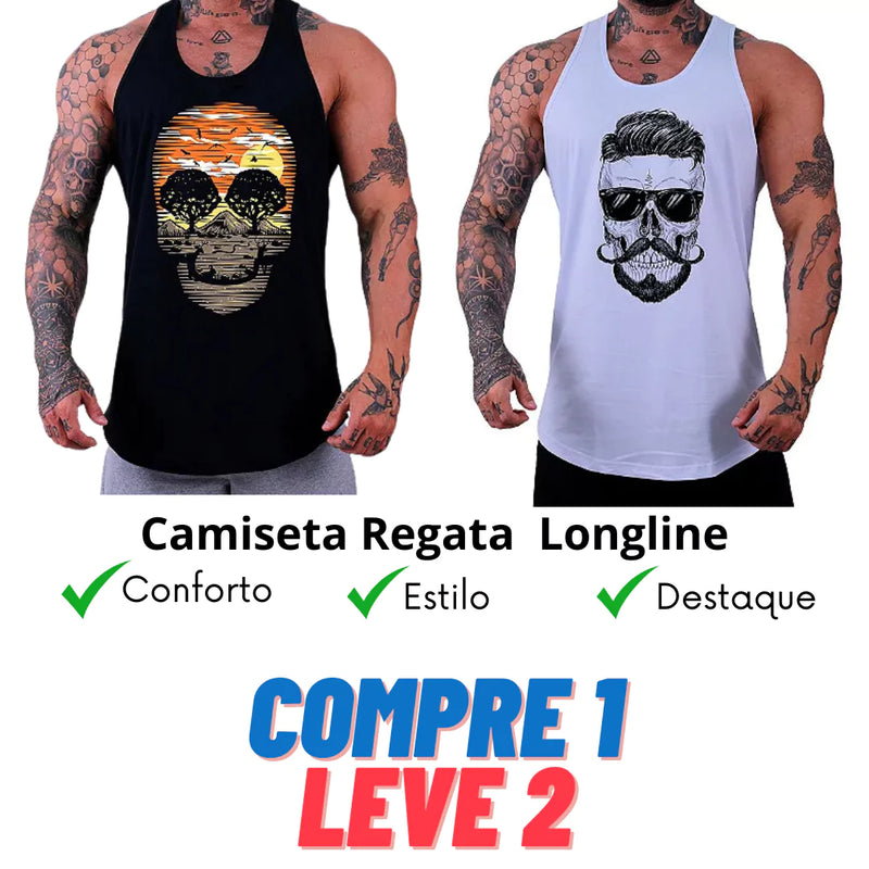 Camiseta Regata Longline Masculina (Compre 1 Leve 2)