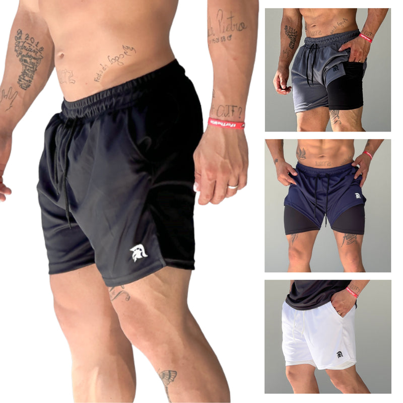 Short Esportivo 2 em 1 com Bolsos Funcionais - DryFit Sport