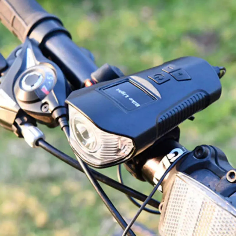 Farol LED para Bicicleta 3 em 1 com Buzina e Velocímetro Recarregável USB à Prova d'Água
