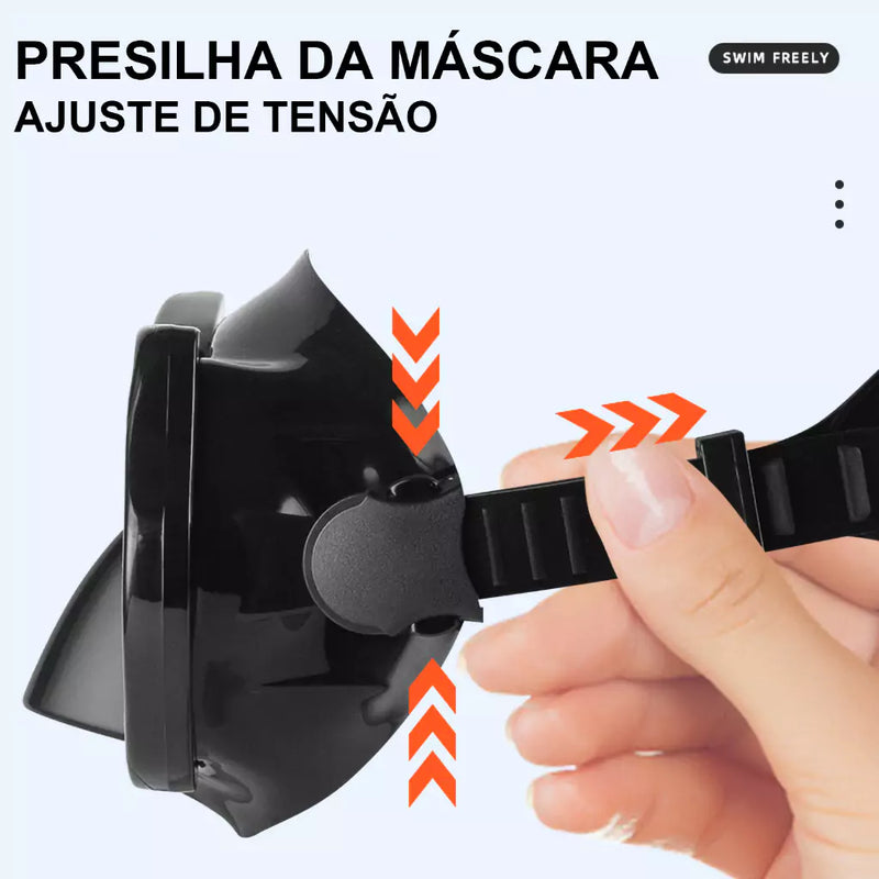 Máscara de Mergulho Profissional Adulto Antiembaçante
