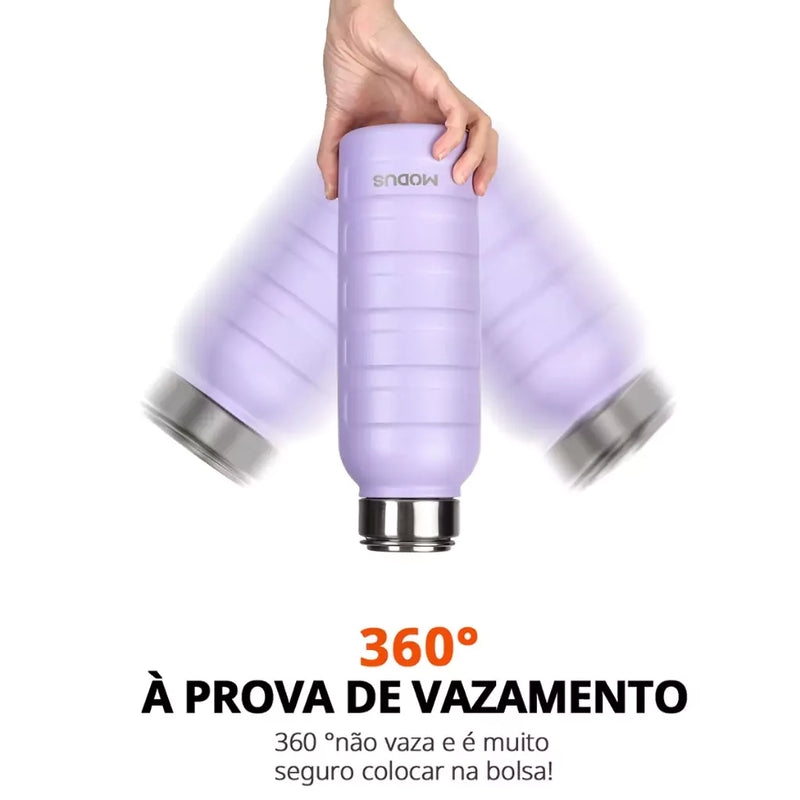 Garrafa Térmica 1 Litro de Aço Inoxidável à vácuo com Alça Dobrável