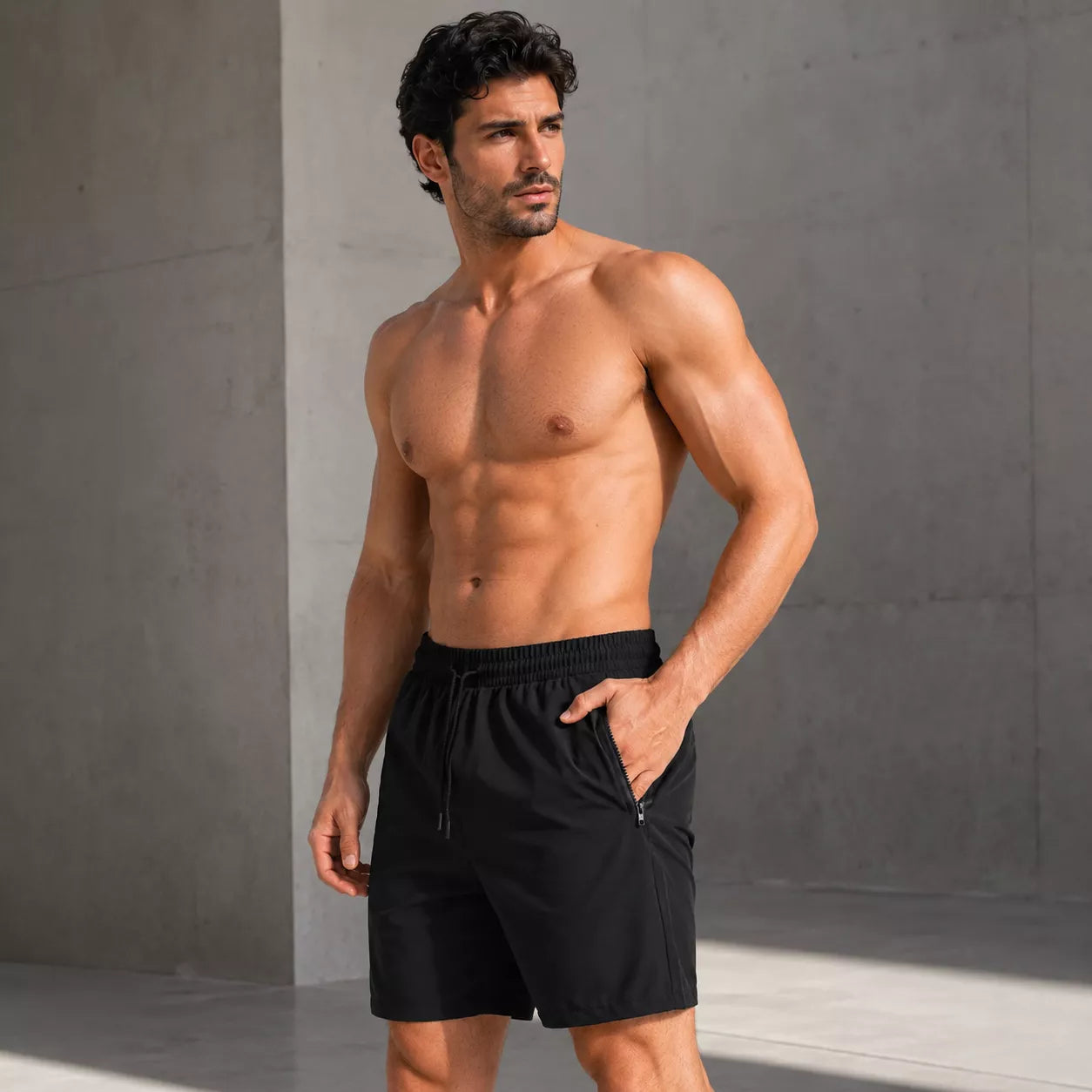 Bermuda masculina preta esportiva Performance Fit