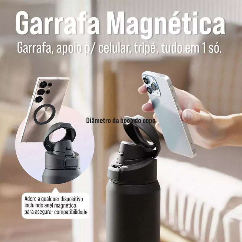 Garrafa Térmica 950ml Com Suporte Magnético Magsafe para Celular - HydraMag Pro