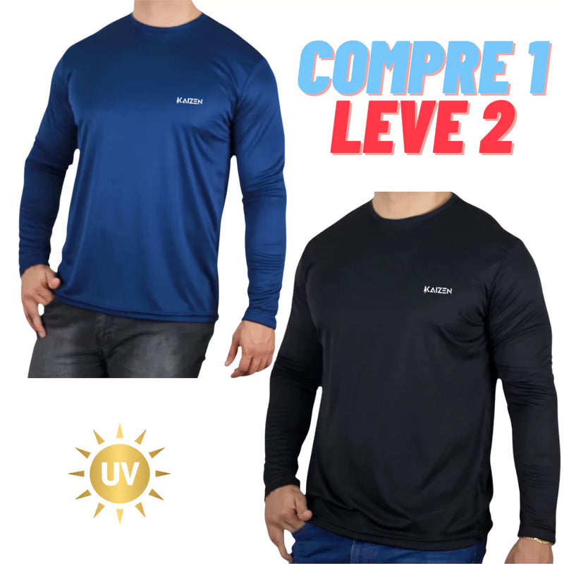 Camiseta UV Masculina Dry Fit com Proteção Solar (Compre 1 Leve 2)