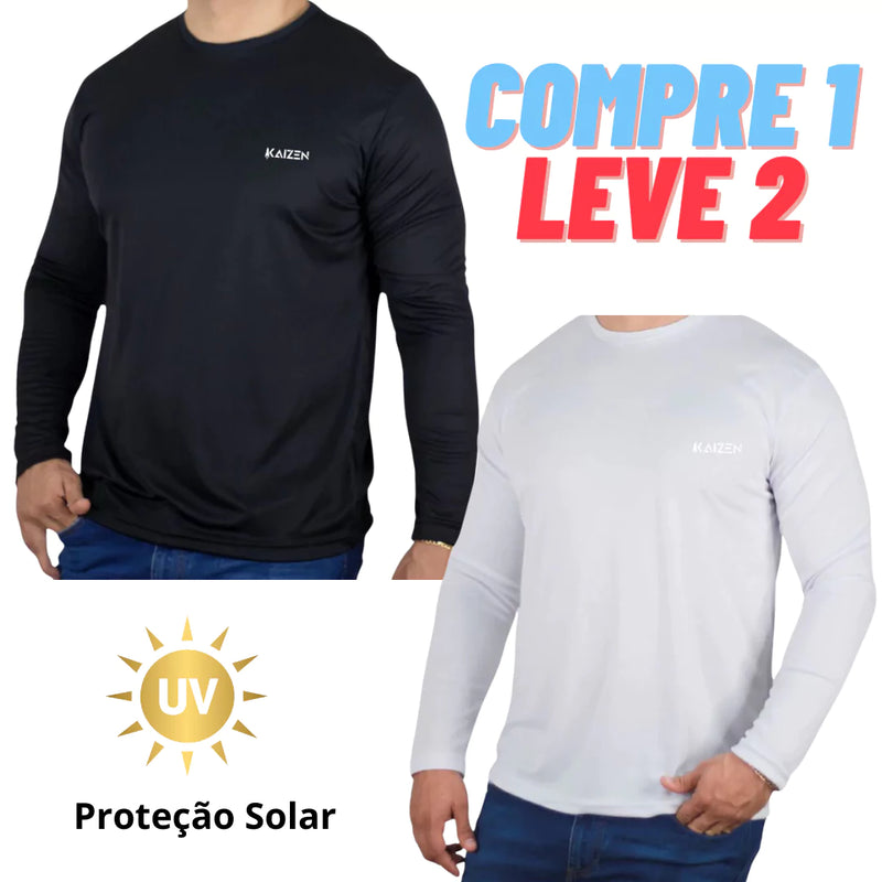 Camiseta UV Masculina Dry Fit com Proteção Solar (Compre 1 Leve 2)