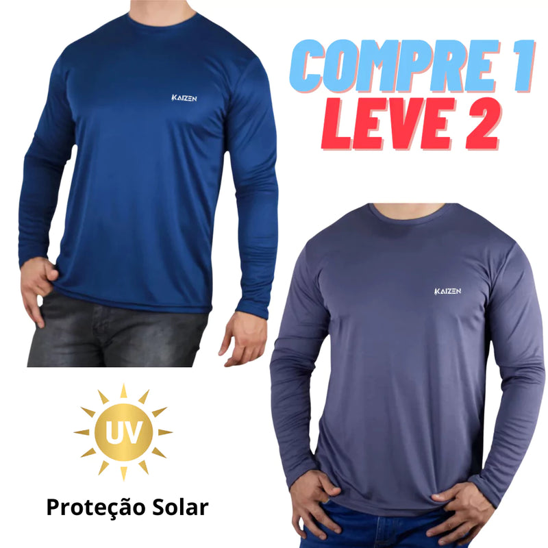 Camiseta UV Masculina Dry Fit com Proteção Solar (Compre 1 Leve 2)