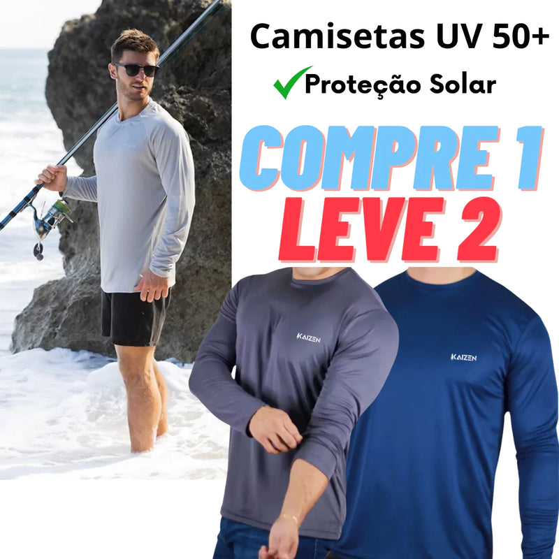 Camiseta UV Masculina Dry Fit com Proteção Solar (Compre 1 Leve 2)