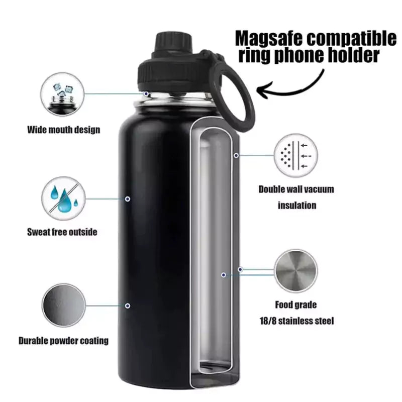 Garrafa Térmica 800ml Com Suporte Magnético Magsafe para Celular - Garraflix