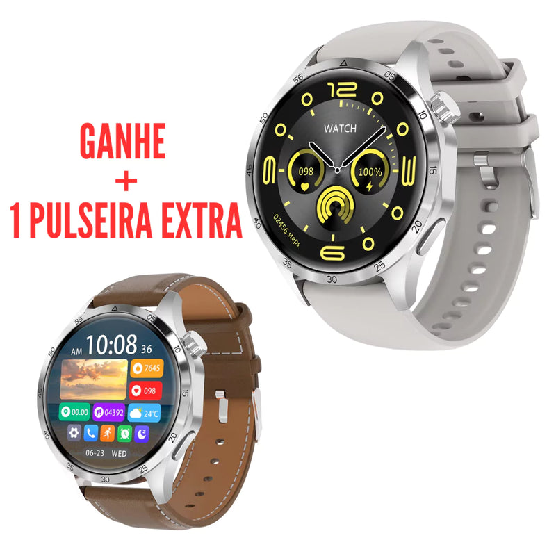 Smartwatch Premium GT4 Pro PLUS + Brinde Pulseira Extra de Couro