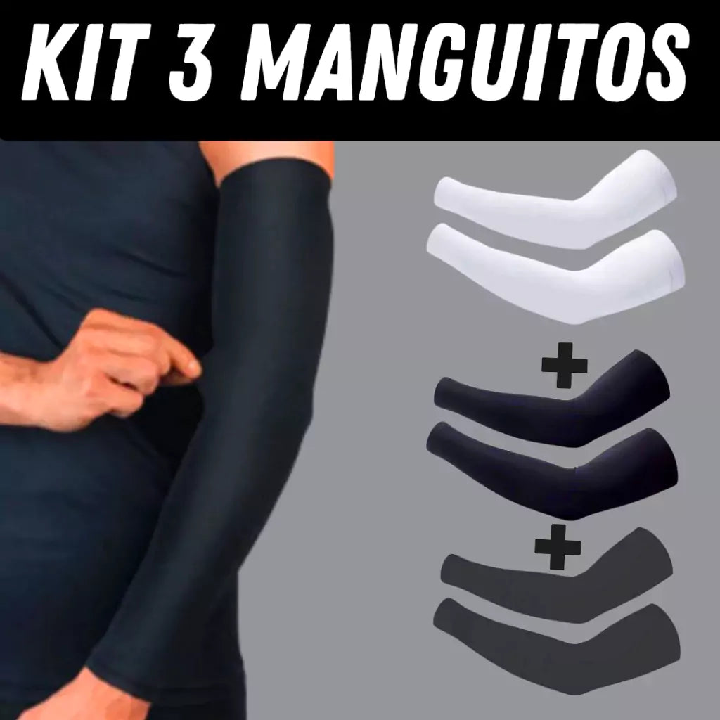 Manguito de proteção solar UV Pro preto com tecido respirável